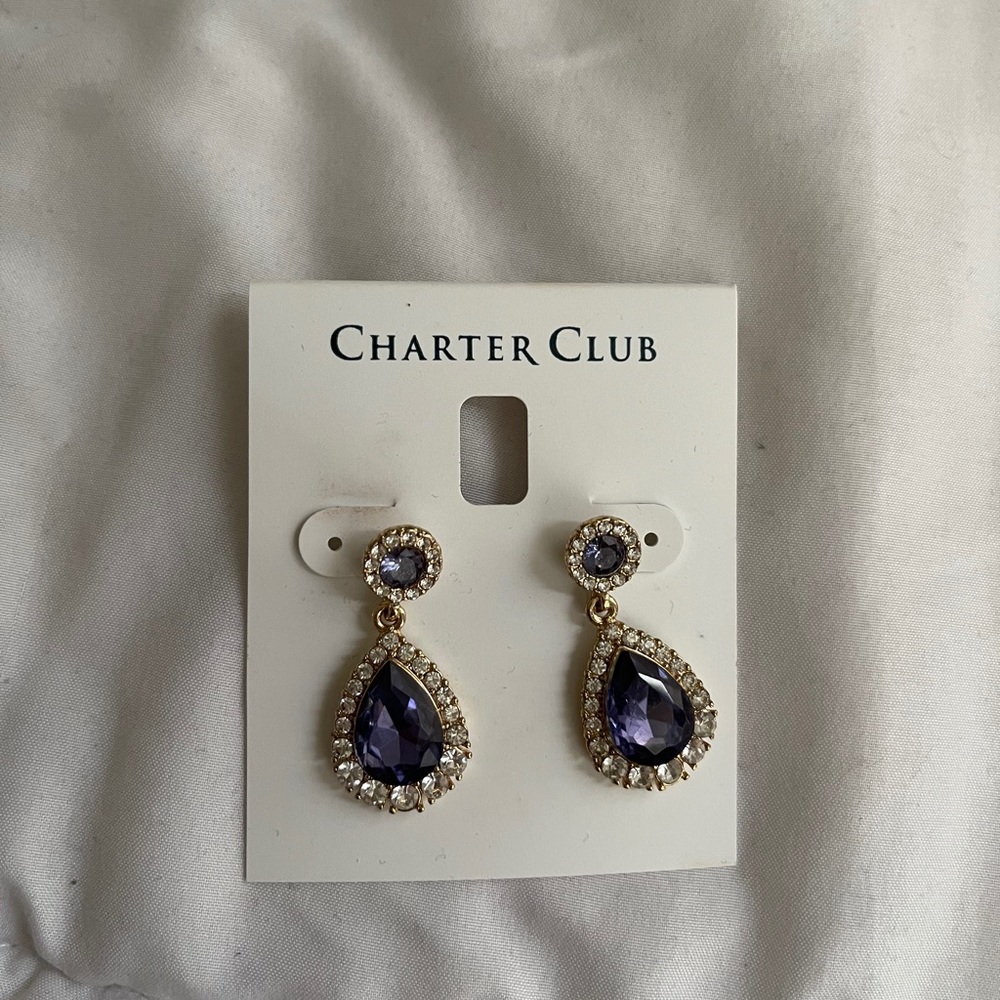 Charter Club Crystal and Stone Drop Earrings
